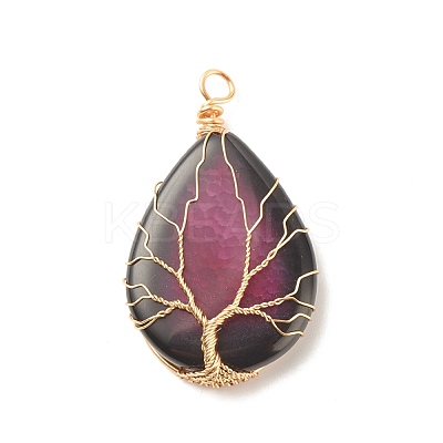 Natural Crackle Agate Pendants PALLOY-JF01527-02-1