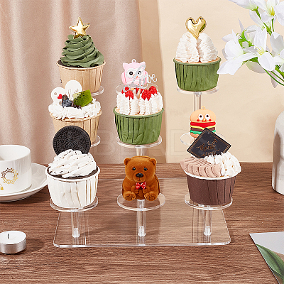 3-Tier Round Transparent Acrylic Toys Action Figures Display Riser Stands ODIS-WH0030-24B-1