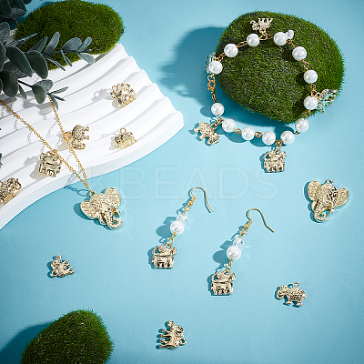 50Pcs 5 Style Rack Plating Alloy Pendants Rhinestone Settings FIND-CA0004-83-1