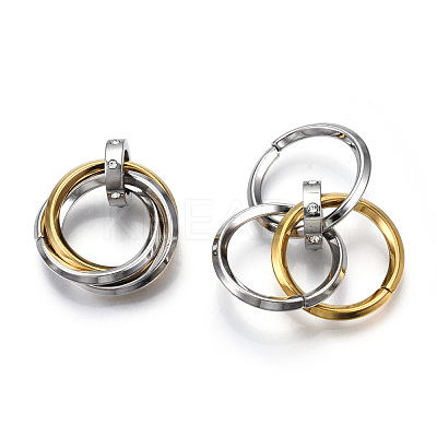 Ion Plating(IP) 201 Stainless Steel Interlocking Ring Pendants STAS-N099-01G-1