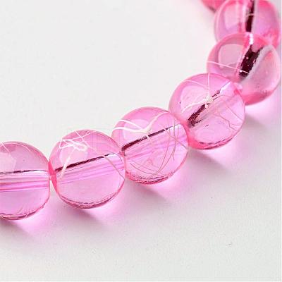 Drawbench Transparent Glass Round Beads Strands X-GLAD-Q012-8mm-03-1
