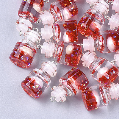 Glass Bottle Pendants GLAA-T001-03C-1