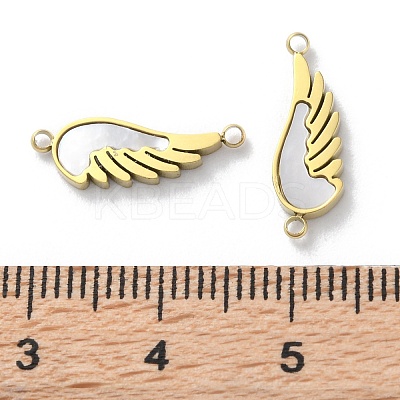 Ion Plating(IP) 304 Stainless Steel Pave White Shell Connector Charms STAS-Z099-03G-02-1