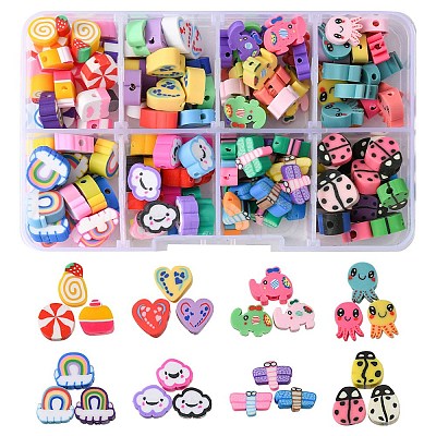 160Pcs 8 Style Handmade Polymer Clay Beads CLAY-YW0001-72-1