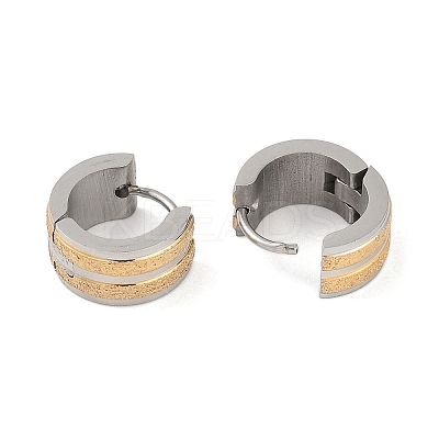 Gold Flash Sand 304 Stainless Steel Hoop Earrings  EJEW-M001-06E-P-1