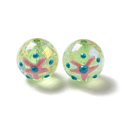 AB Color Transparent Crackle Acrylic Round Beads OACR-A013-04D-1