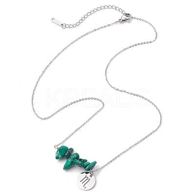 Natural Malachite Chip & Constellation Pendant Necklaces NJEW-JN05084-08-1