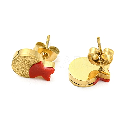 Acrylic Fish Stud Earrings EJEW-P233-02G-1