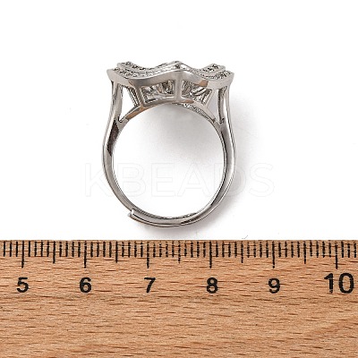 Rhombus Brass Micro Pave Clear Cubic Zirconia Adjustable Ring Settings KK-D378-34P-1