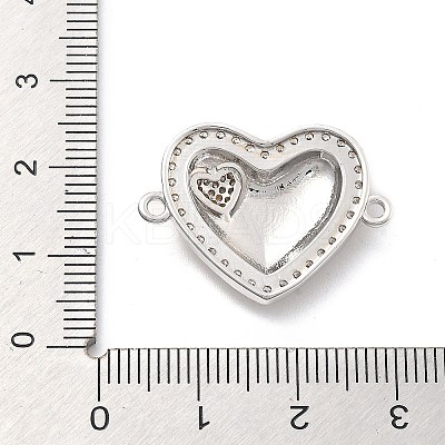 Rack Plating Brass Clear Cubic Zirconia Wing Heart Connector Charms KK-Q017-32G-1