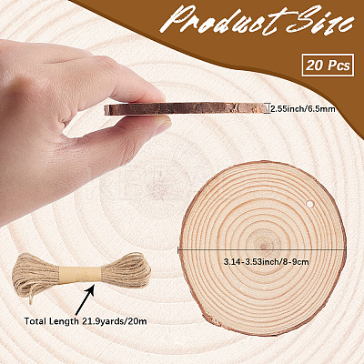 20Pcs Flat Round Unfinished Wooden Chip Pendants WOOD-CP0001-14B-1