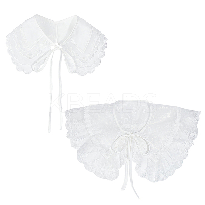 2Pcs 2 Style Detachable Polyester & Nylon Lady's False Collars AJEW-GA0005-95-1