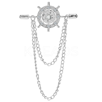 2Pcs Helm Zinc Alloy Hanging Chain Brooches with Crystal Rhinestone FIND-GF0006-83P-1