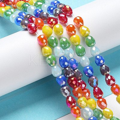 Electroplated Glass Beads Strands GLAA-B013-01F-1