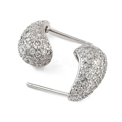 Rack Plating Teardrop Brass Stud Earrings EJEW-N055-25B-P-RS-1