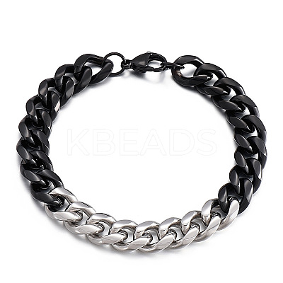 Two-tone 304 Stainless Steel Cuban Link Chain Bracelets for Men FS-WG114D5-02-1