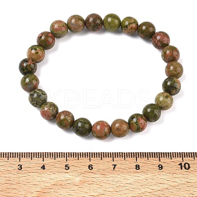 Natural Unakite Round Beaded Stretch Bracelets GG-CBA12F1-02A-07-1
