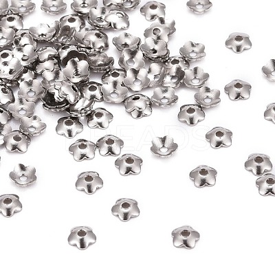 Tarnish Resistant 5-Petal 316 Surgical Stainless Steel Bead Caps STAS-N030-03P-1