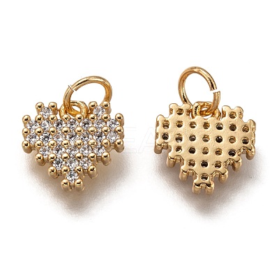 Brass Micro Pave Clear Cubic Zirconia Charms ZIRC-B002-61G-1