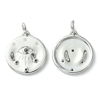 Rack Plating Brass Micro Pave Cubic Zirconia Pendants KK-K332-04P-1