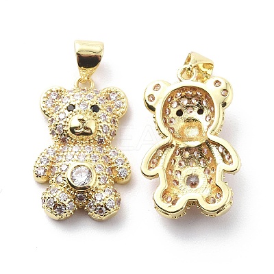 Brass Cubic Zirconia Pendants KK-G446-26G-01-1