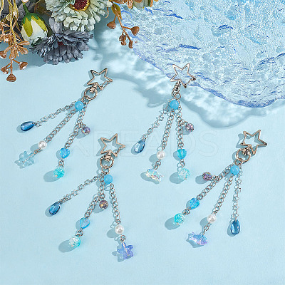 4Pcs Glass & Acrylic Pendant Decorations HJEW-MA00024-1