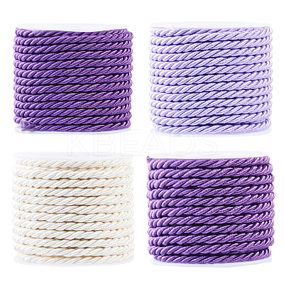 4 Rolls 4 Colors Round Polyester Cord OCOR-TA0003-88C-1