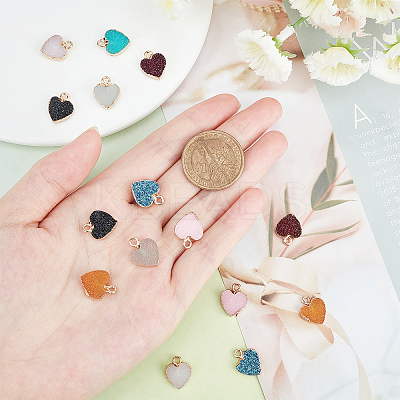 16Pcs 8 Colors Electroplate Druzy Resin Pendants RESI-SC0001-57LG-1