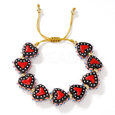 Handmade Heart Resin & Brass Bead Braided Bracelets JT1412-2-1