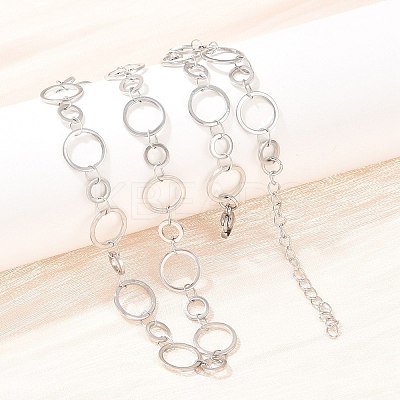 304 Stainless Steel 10MM and 14MM Ring Link Chain Necklaces NJEW-P343-02C-P-1