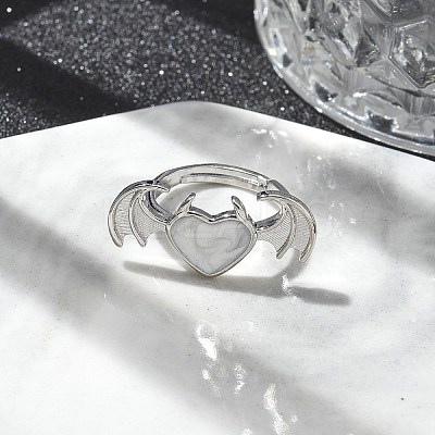 Heart with Wing Enamel Finger Rings RJEW-G337-05P-02-1