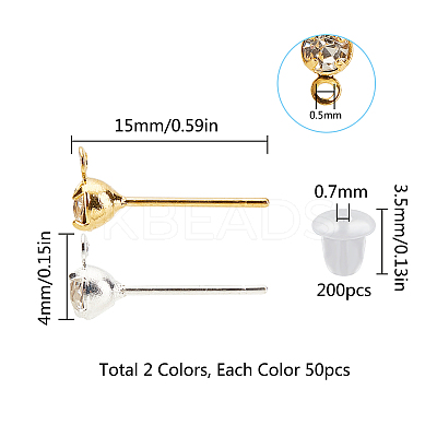 Brass Post Earring Findings KK-SC0001-61-1