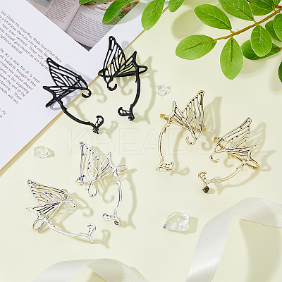 6Pcs 6 Styles Alloy Butterfly Wing Stud Earrings EJEW-FI0002-98-1