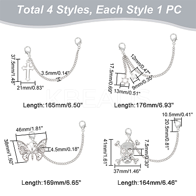 4Pcs 4 Style Zinc Alloy Shoe Curb Chains FIND-PH0007-37-1