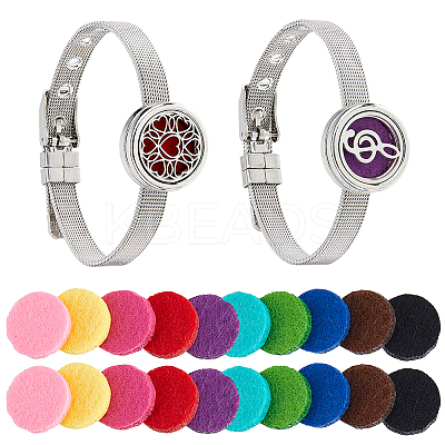 2Pcs 2 Styles Adjustable 316L Surgical Stainless Steel Watch Band Bracelets BJEW-HS0001-05A-1