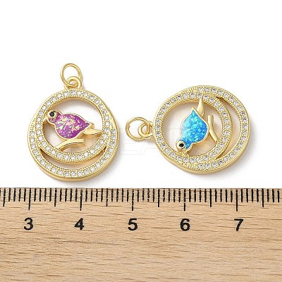 Brass Micro Pave Clear Cubic Zirconia Pendants KK-C045-43G-1
