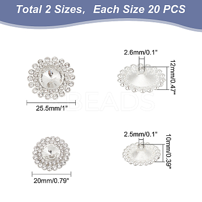 40Pcs 2 Style 1-Hole Zinc Alloy Rhinestone Shank Buttons DIY-GA0003-61-1