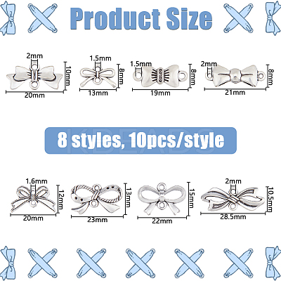80Pcs 8 Styles Tibetan Style Zinc Alloy Connector Charms FIND-DC0007-21-1