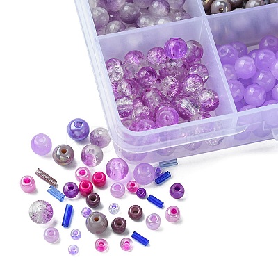 DIY Glass Round Beads & Seed Beads Jewelry Making Finding Kits DIY-FS0005-95-1