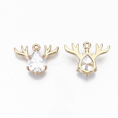 Brass Glass Rhinestone Pendants X-GLAA-S179-24A-RS-1