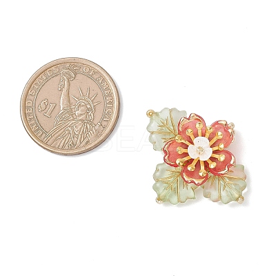 Brass Glass Seed Beaded Flower Pendants PALLOY-MZ01118-01-1
