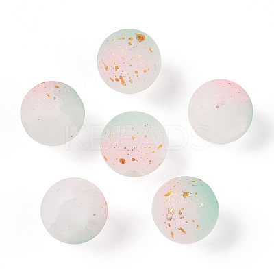Frosted Baking Paint Crackle Glass Beads with Glitter Powder X1-DGLA-T004-01F-1