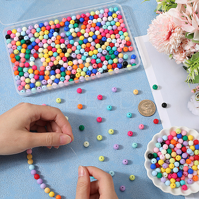 500Pcs Rubberized Style Imitated Silicone Acrylic Beads OACR-SP0001-33A-1