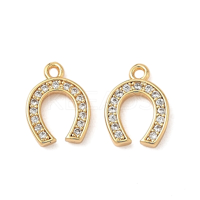 Brass Micro Pave Clear Cubic Zirconia Charms KK-B160-19G-1