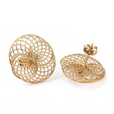 Ion Plating(IP) 304 Stainless Steel Overlapping Intertwined Entwined Rings Stud Earrings for Women STAS-E154-01G-1