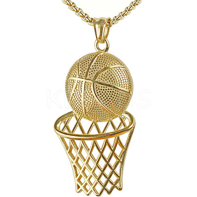 Basketball Alloy Pendant 201 Stainless Steel Box Chain Necklaces FS-WG5A2E4-01-1