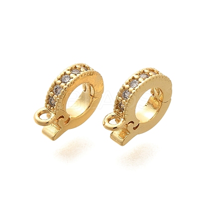 Rack Plating Brass Micro Pave Clear Cubic Zirconia Fold Over Clasps KK-H508-02G-1