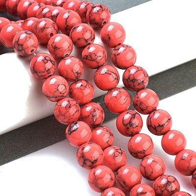 Dyed Synthetic Turquoise Gemstone Bead Strands TURQ-R032-8mm-XSS18-1
