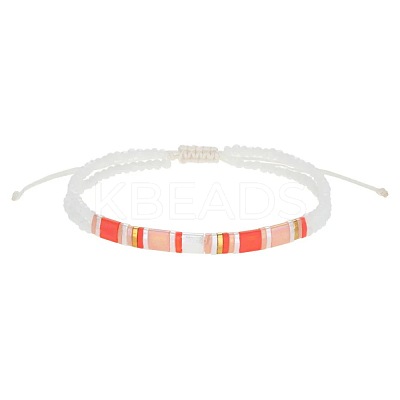 Bohemian Style Glass Seed Bead & Plastic Braided Bead Bracelets QF8968-4-1