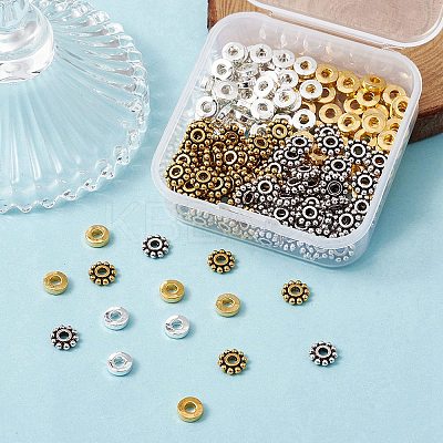 200Pcs 4 Styles Tibetan Style Alloy Spacer Beads FIND-YW0003-77-1